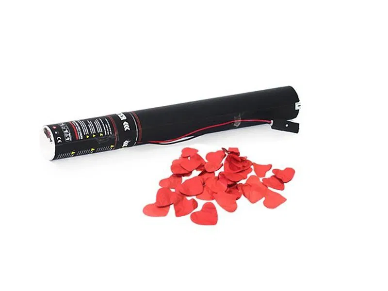 Canon à confettis électrique 50 cm (coeur rouge)