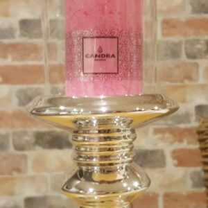 Bougeoir argenté avec globe