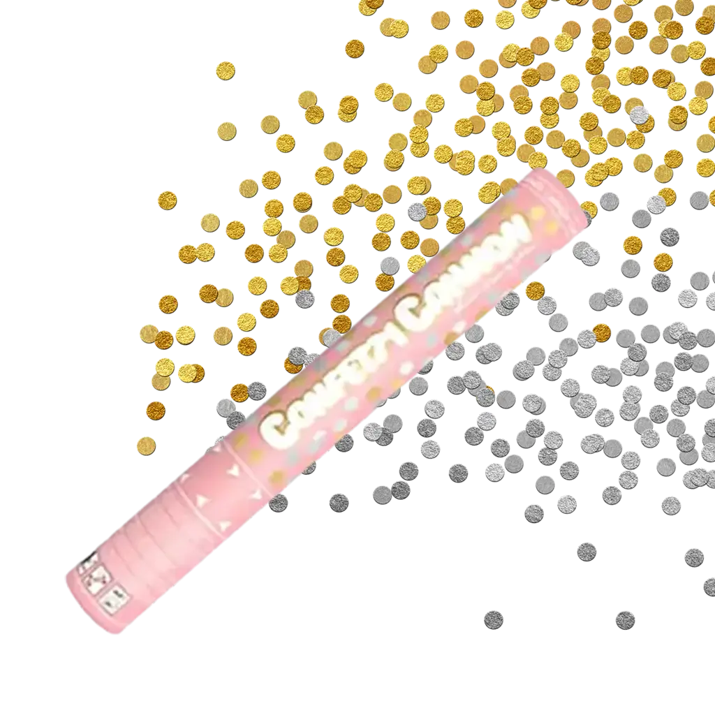 Canon à confettis Doré et Argenté 40 cm