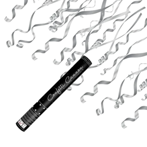Canon à confettis streamer argent 40 cm