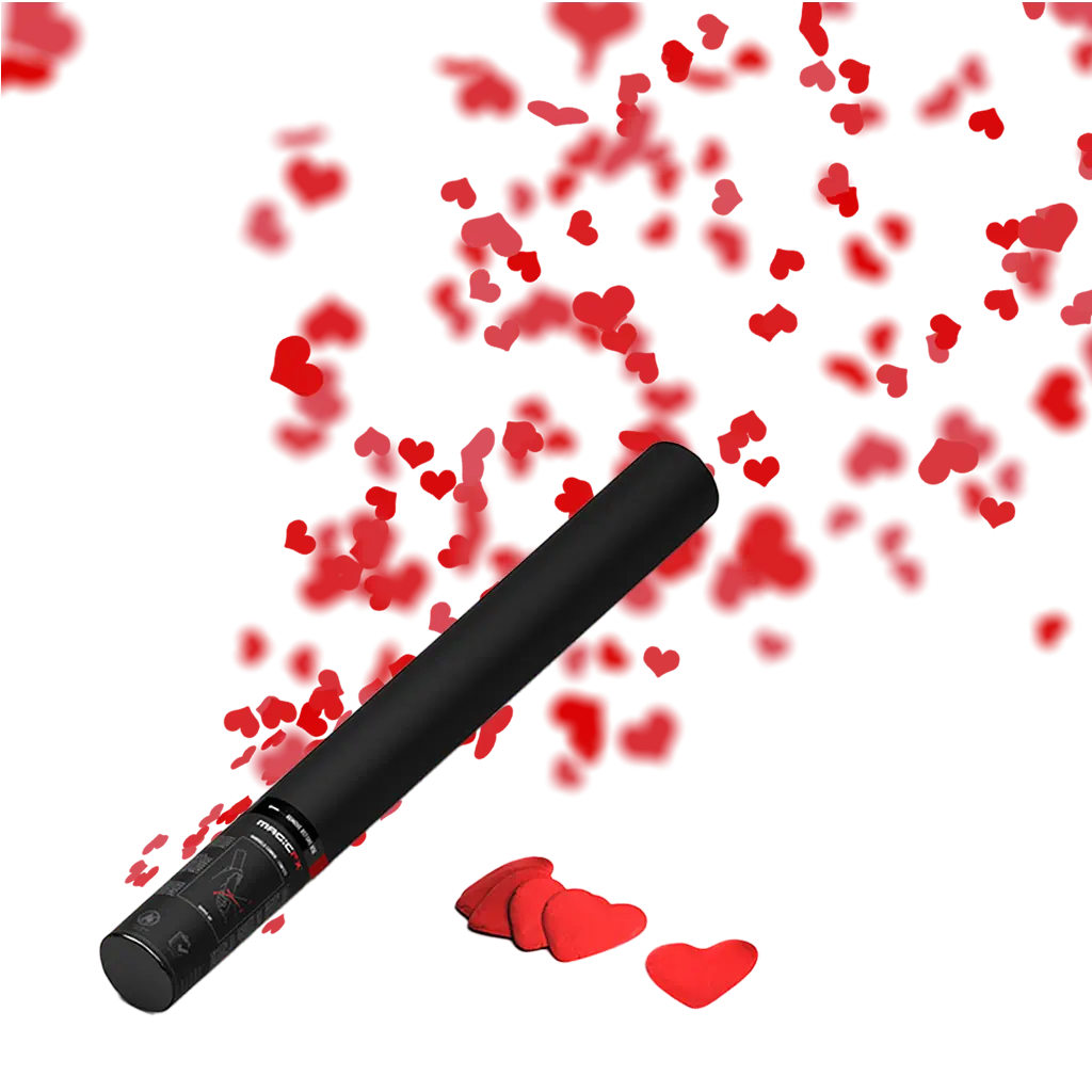 Canon à confettis coeur rouge 40 cm