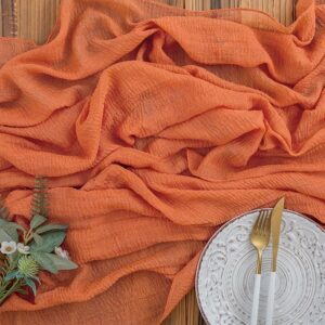 Chemin de table en mousseline terracota