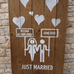 Panneau en bois "juste married"