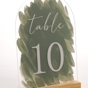 Numéro de table en plexi vert sauge