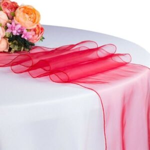 Chemin de table en organza rouge