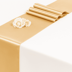 Chemin de table en satin champagne/doré